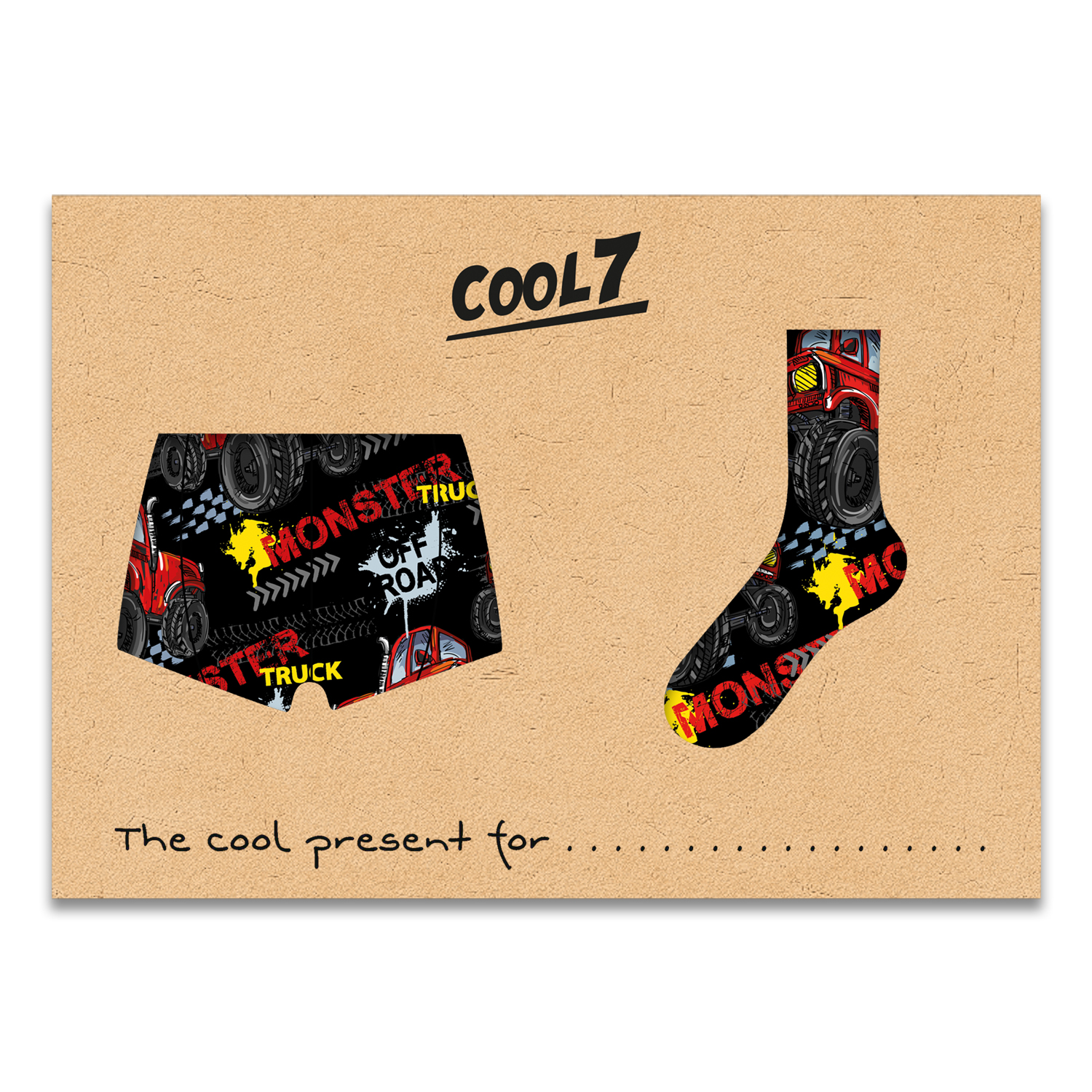 Herren Boxer + Socken Set Monster Truck in Geschenkverpackung COOL7