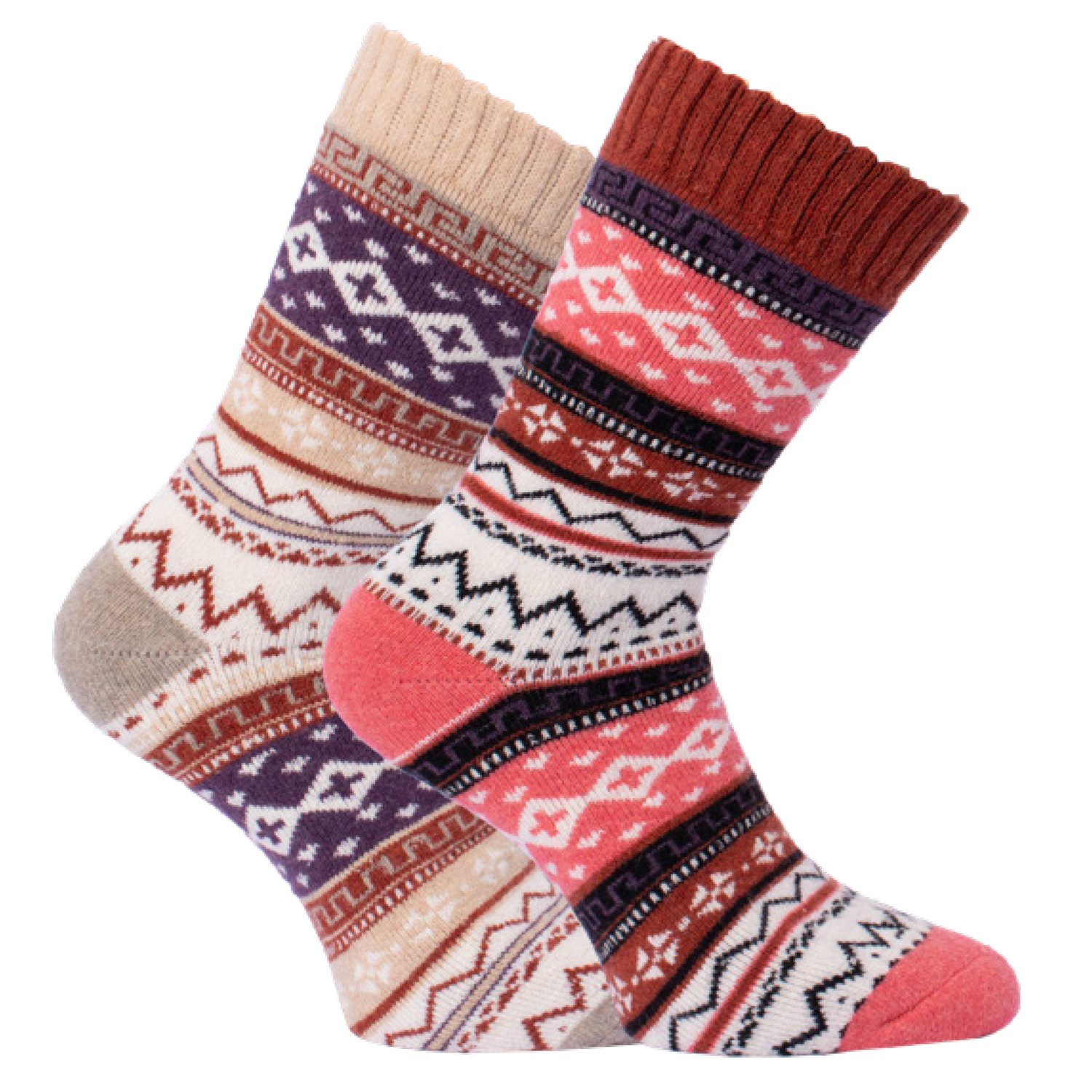 Damen Socken Andenstyle 2er Pack Rost + Hellbeige 39 - 42