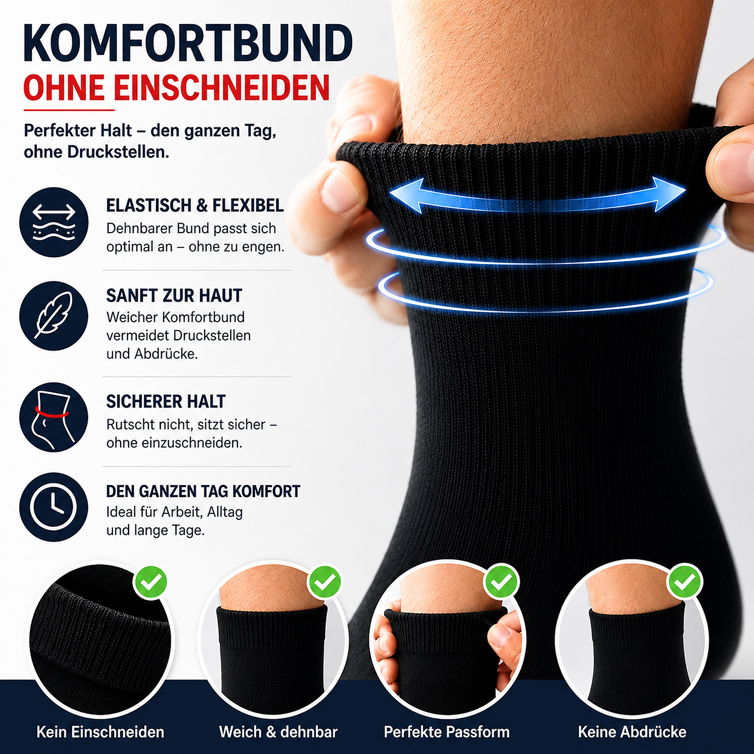 10 Paar Herren Business Socken – Baumwolle, ohne  drückende Naht