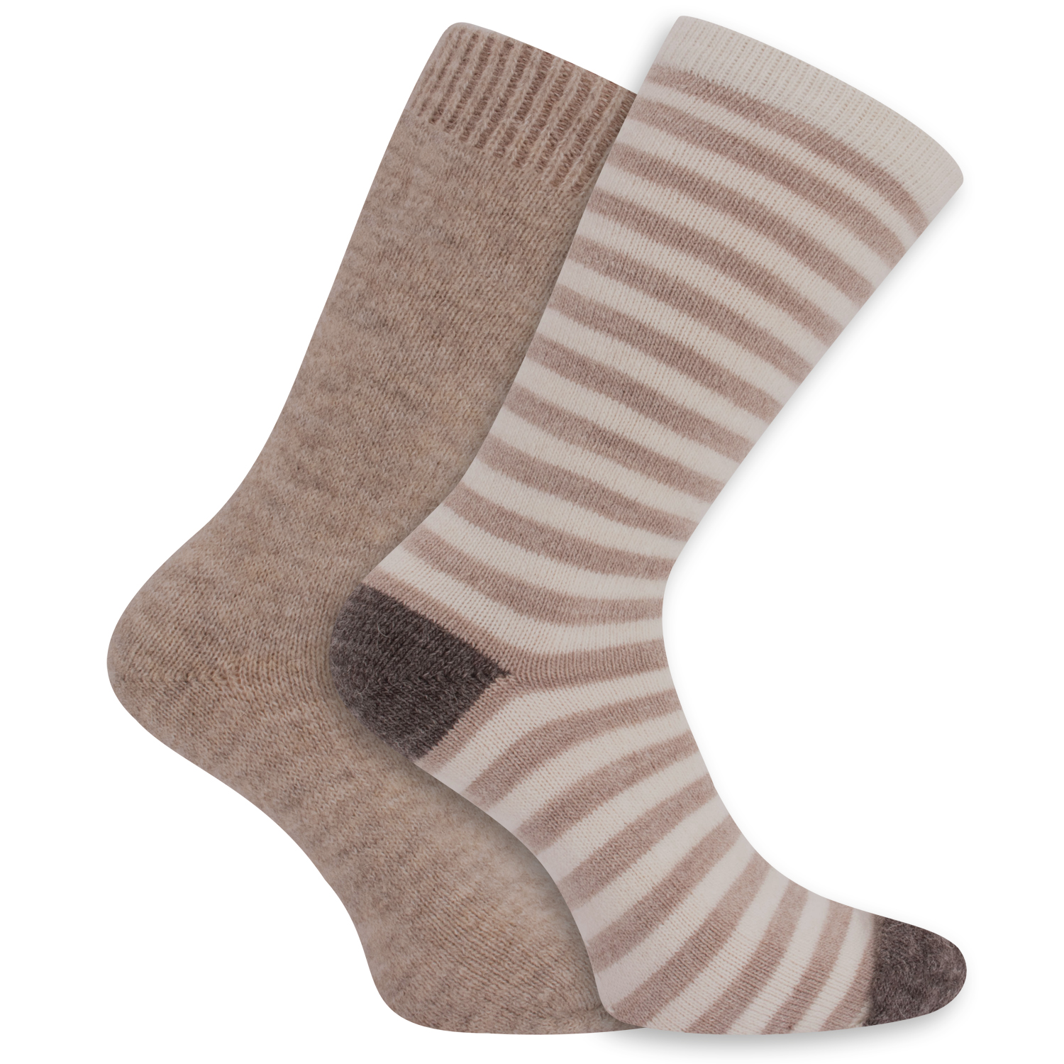 Unisexsocken mit Alpaka Wolle - Ringel + Uni 2er Pack Jeans 35 - 38
