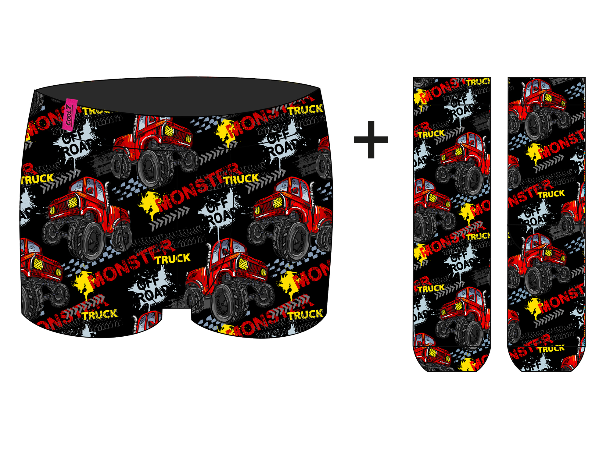 Herren Boxer + Socken Set Monster Truck in Geschenkverpackung COOL7