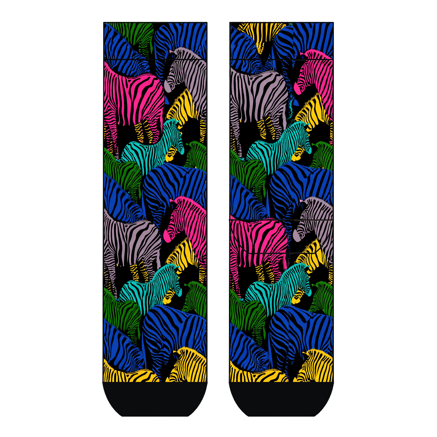 Damen Socken Colorful Zebras COOL7 rund bedruckt