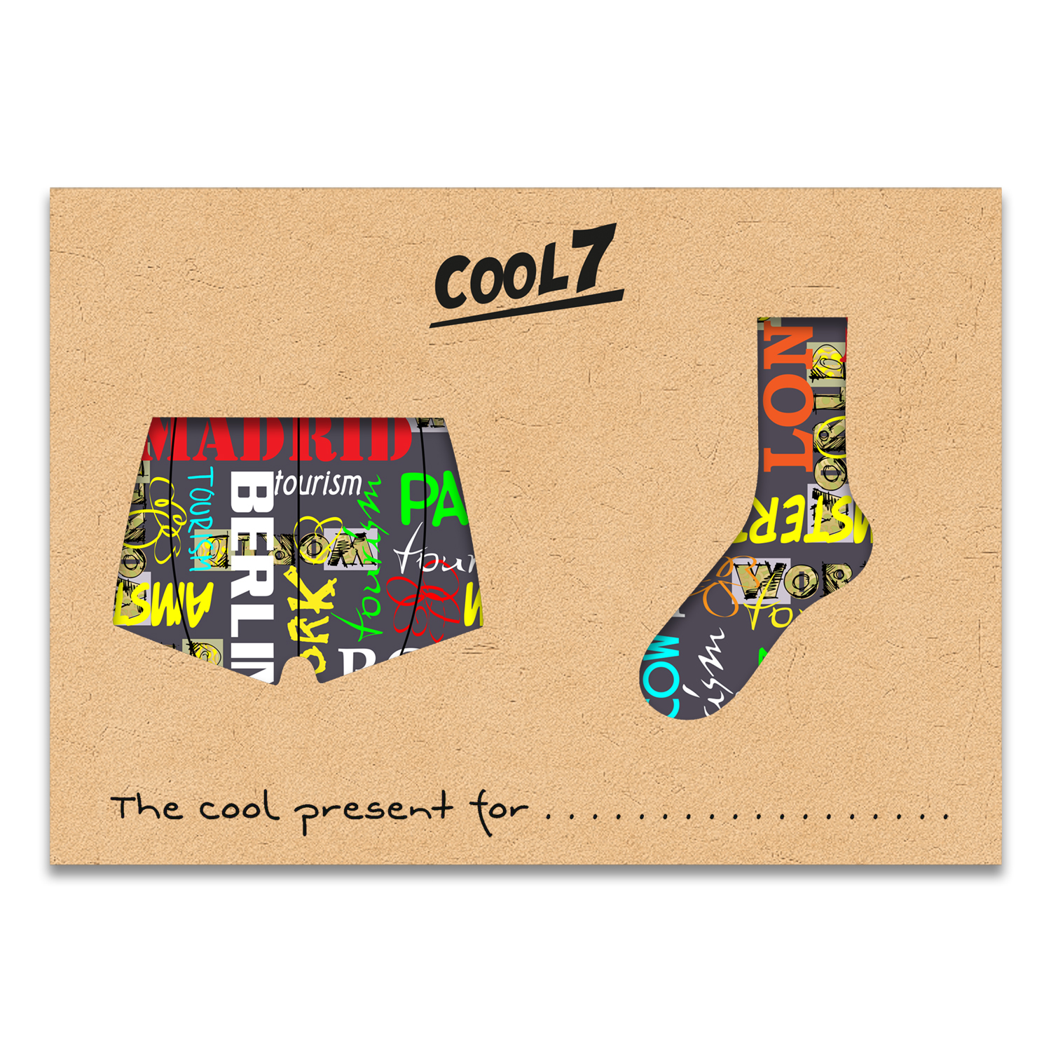 Herren Boxer + Socken Set City Names in Geschenkverpackung COOL7