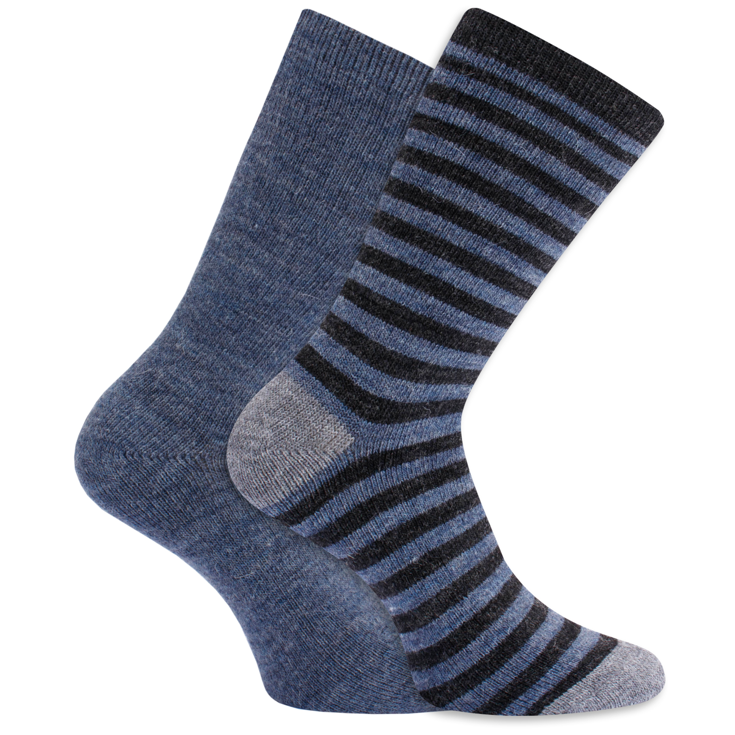 Unisexsocken mit Alpaka Wolle - Ringel + Uni 2er Pack Jeans 35 - 38
