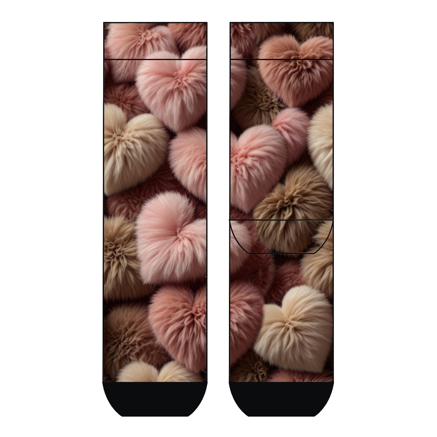 Damen Thermosocken Fluffy Furry Hearts COOL7 rund bedruckt