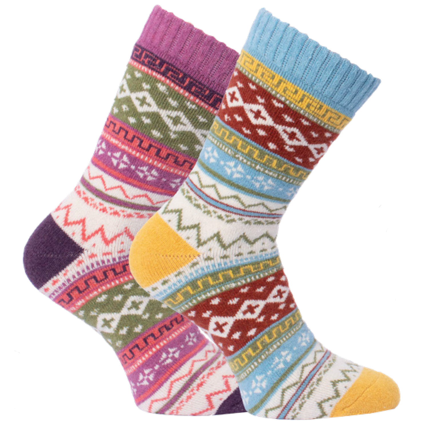 Damen Socken Andenstyle 2er Pack Hellblau + Lila 39 - 42