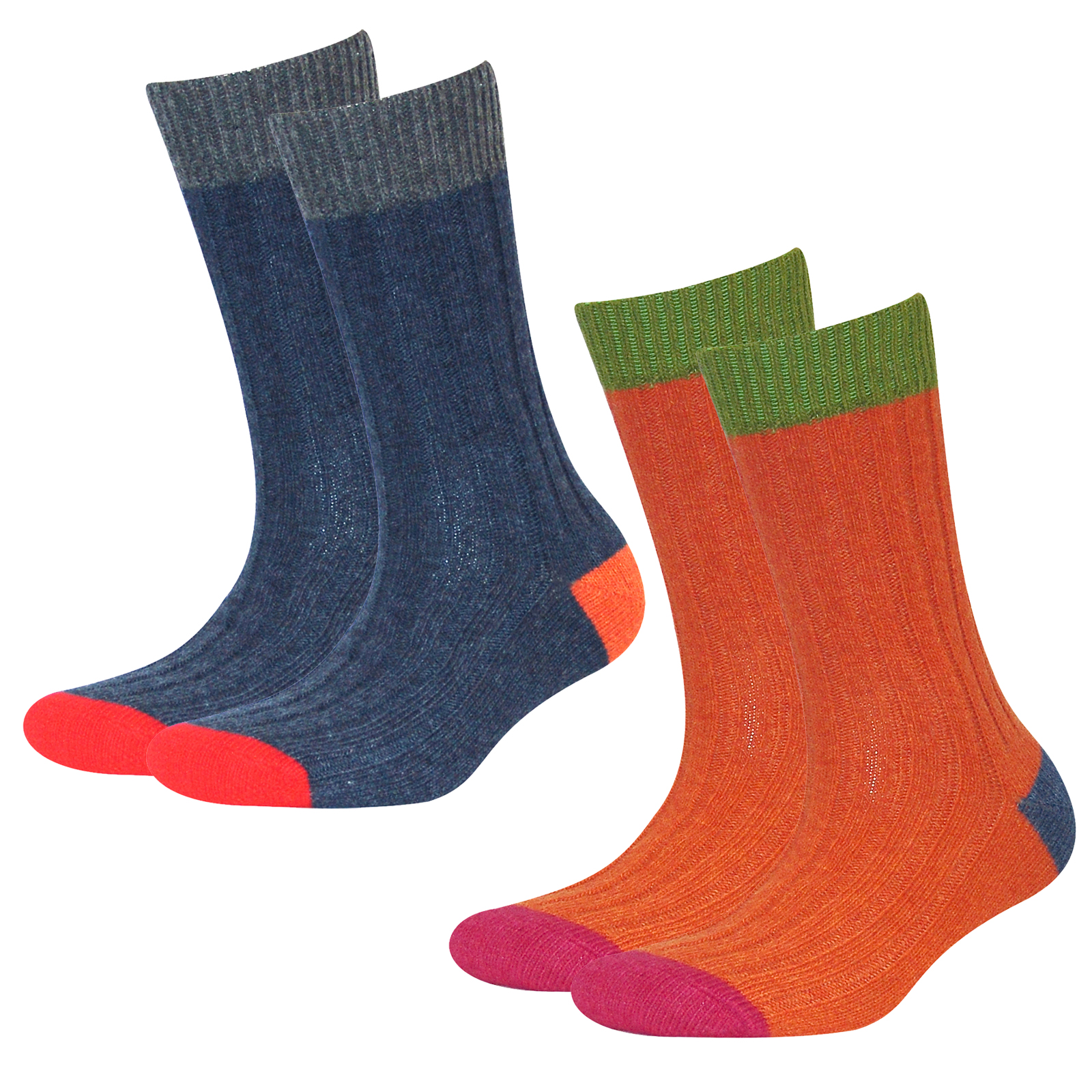 Damen und Herren Socken Colorful Wooly 2er Pack