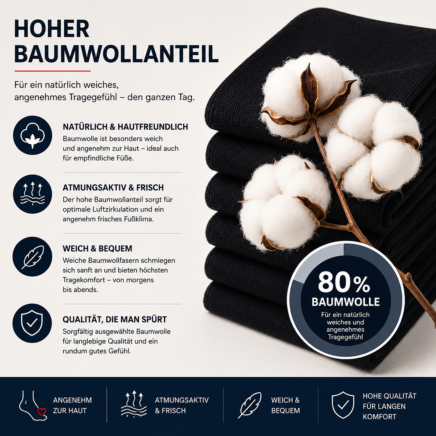 10 Paar Herren Business Socken – Baumwolle, ohne  drückende Naht