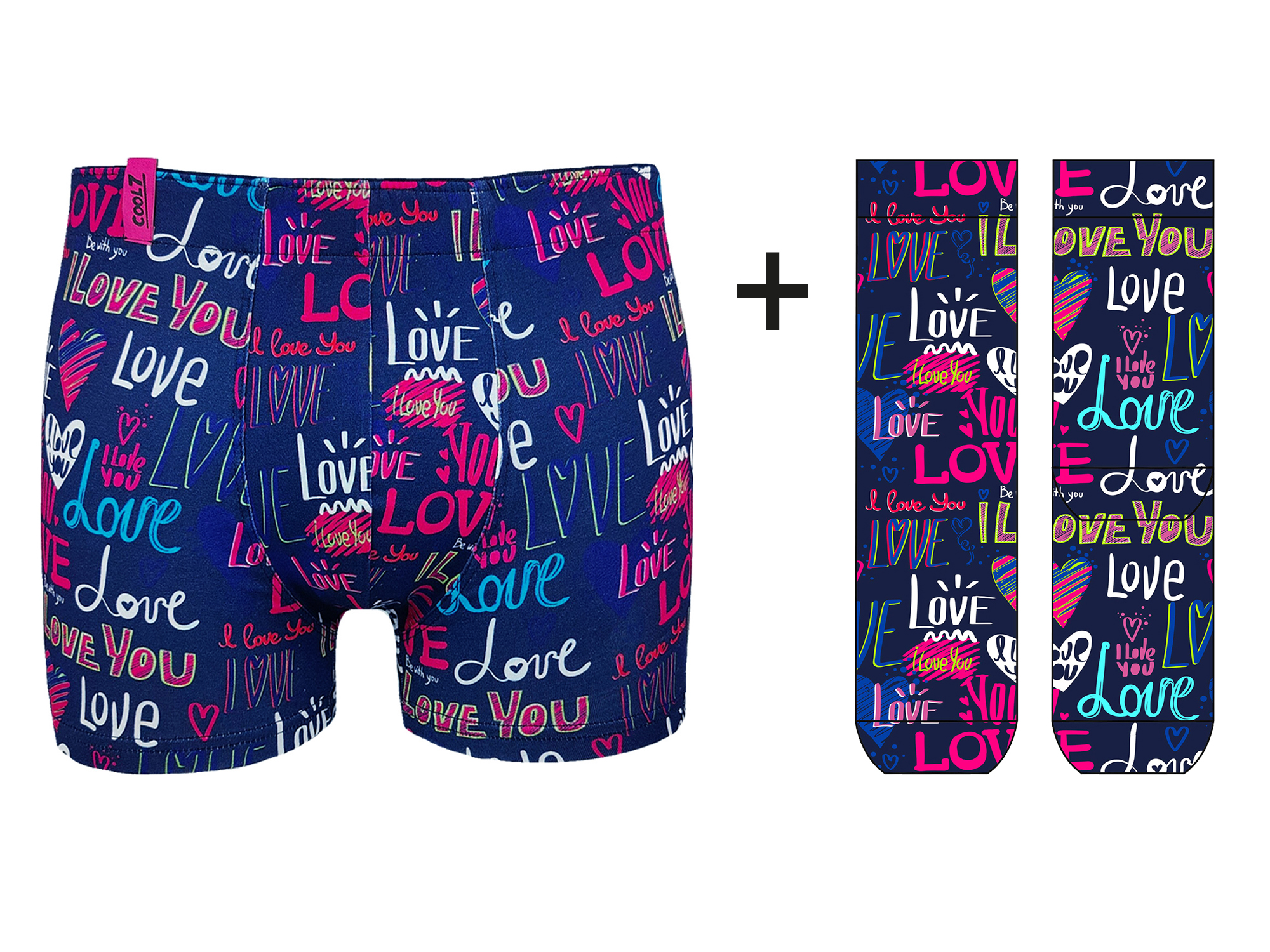 Herren Boxer + Socken Set Love in Geschenkverpackung COOL7