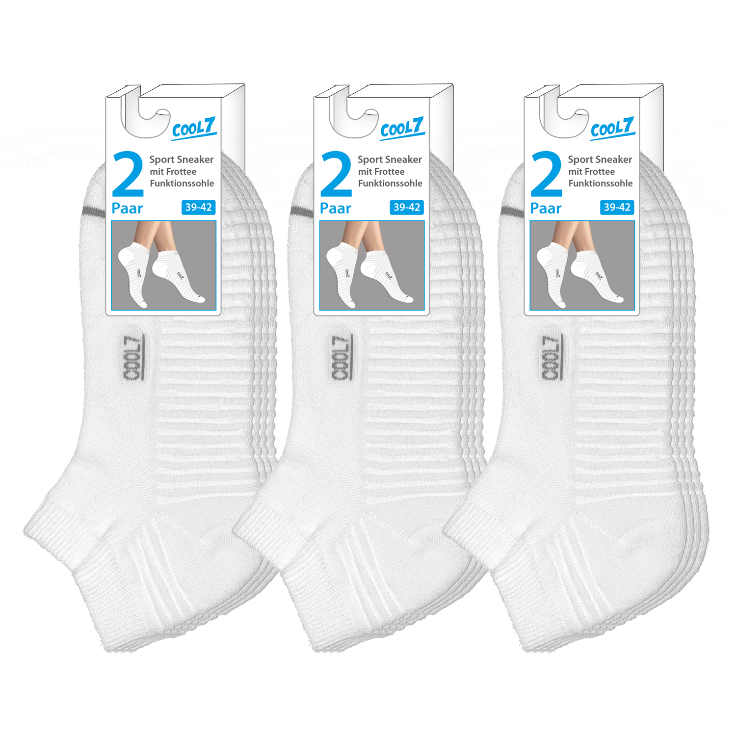 Sneaker Socken Damen & Herren 6 Paar mit gepolsterter Sohle