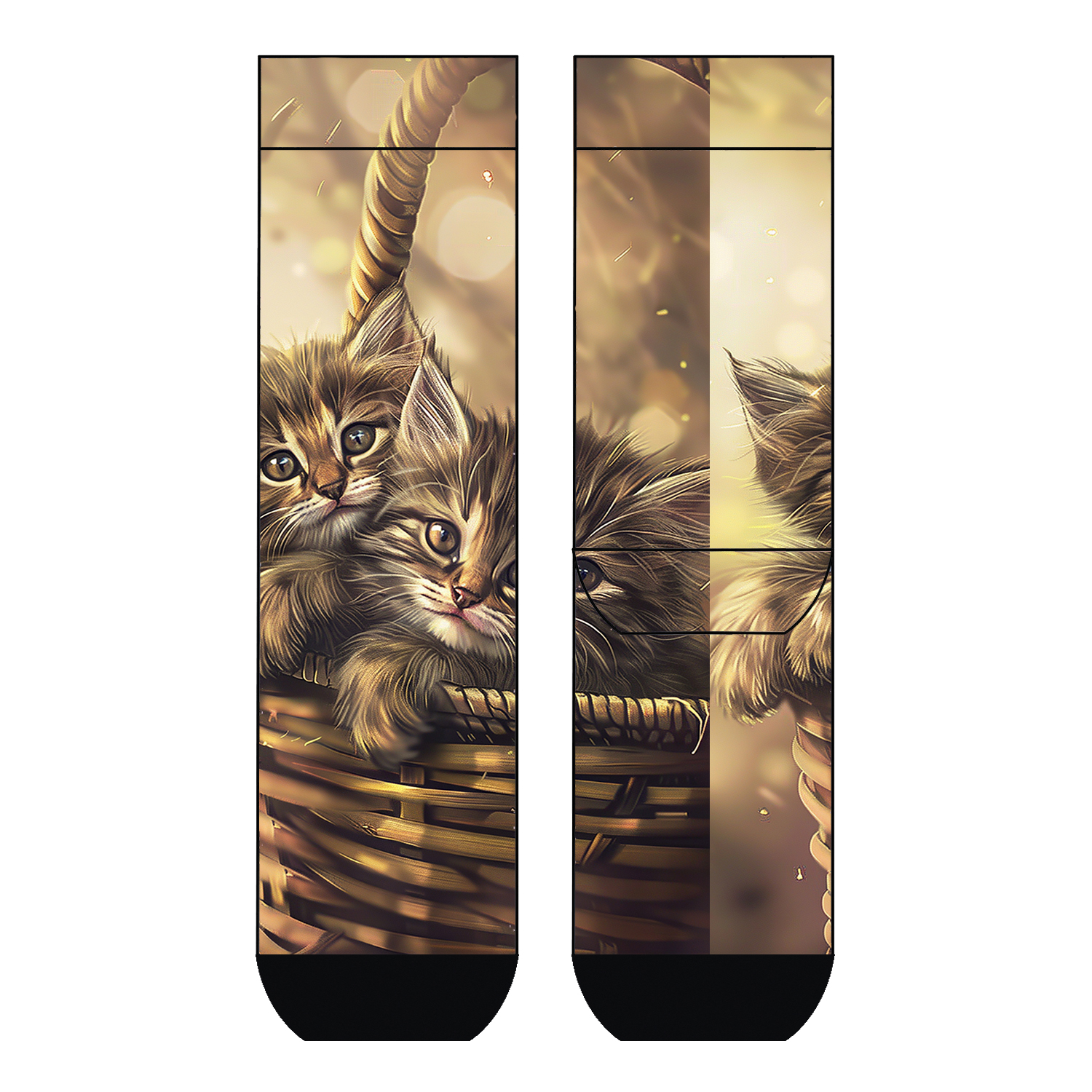 Damen Socken Kittens Basket COOL7 rund bedruckt