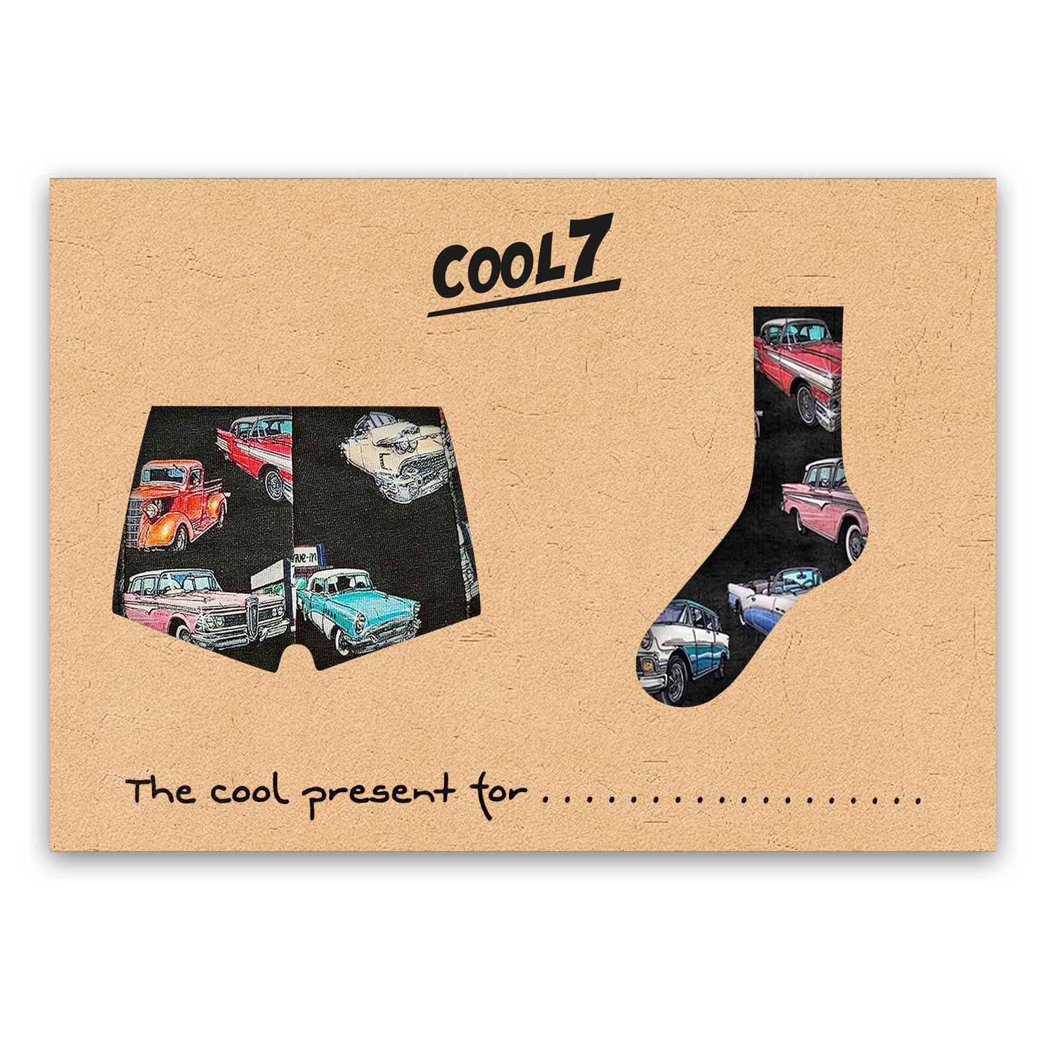 Herren Boxer + Socken Set Oldtimer in Geschenkverpackung COOL7 4/S