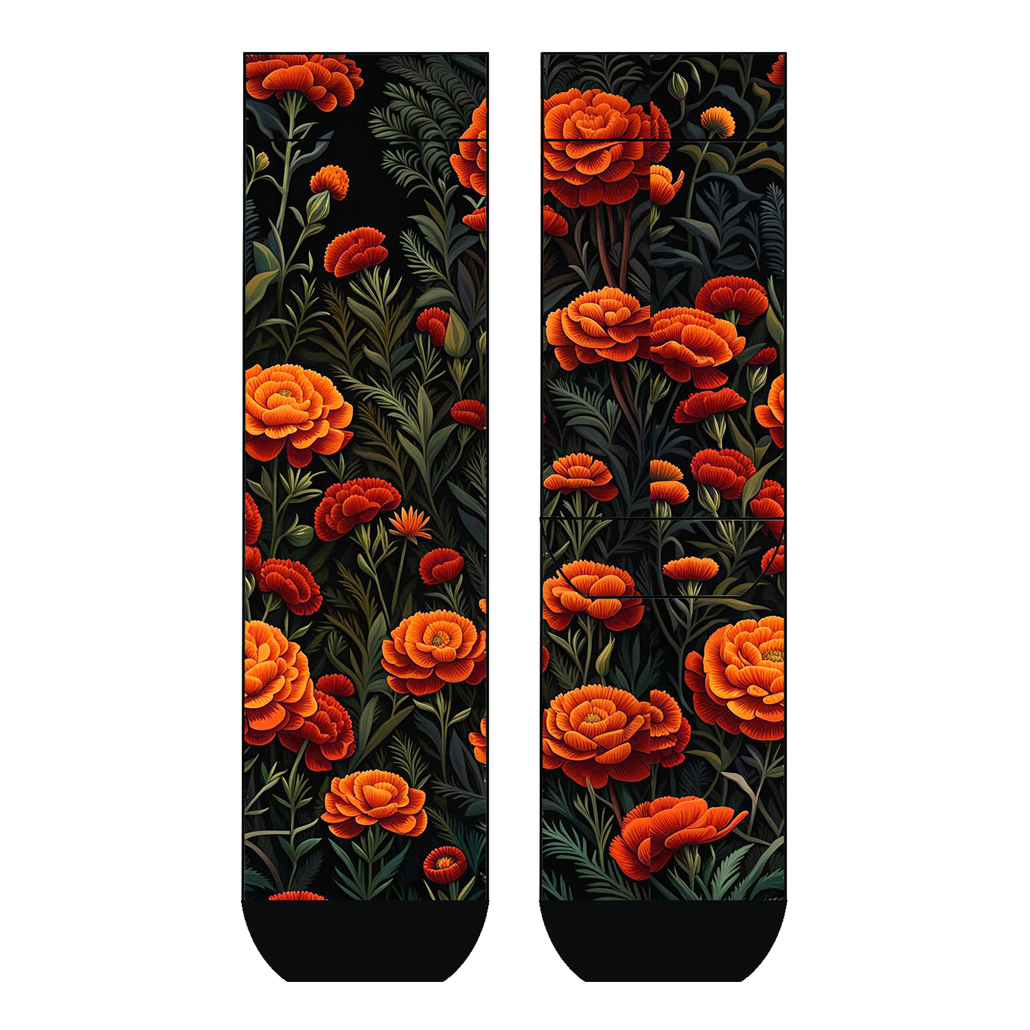 Damen Socken Orange Flowers COOL7 rund bedruckt