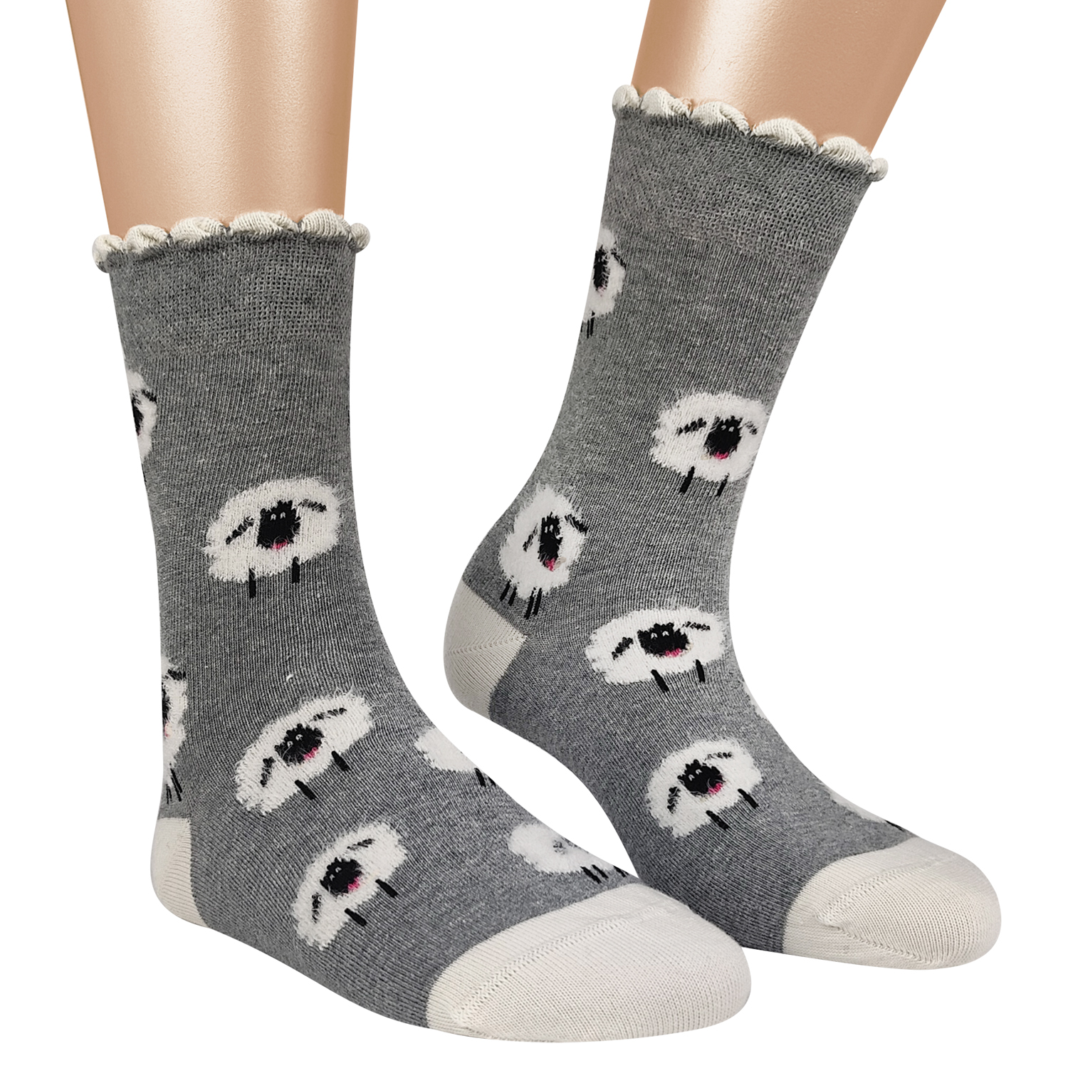 Damen Socken Fluffy Sheeps 2er Pack