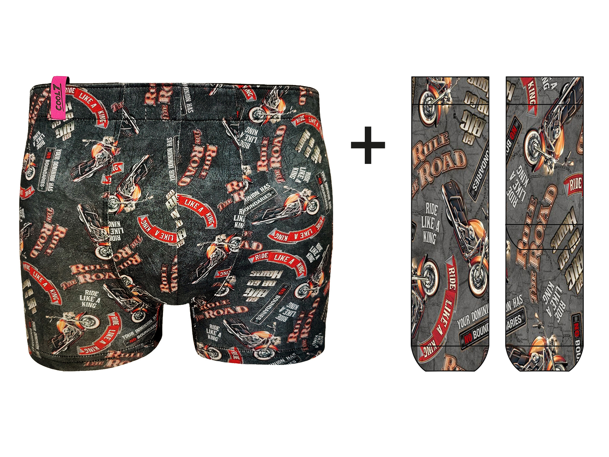 Herren Boxer + Socken Set Rule the Road  in Geschenkverpackung COOL7