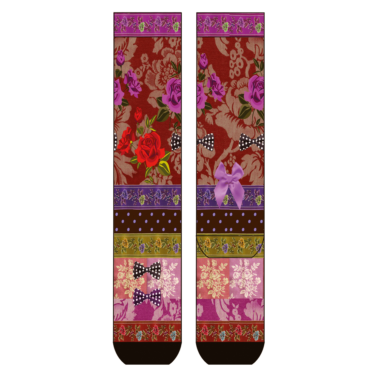 Damen Kniestrümpfe Autumn Roses COOL7 rund bedruckt