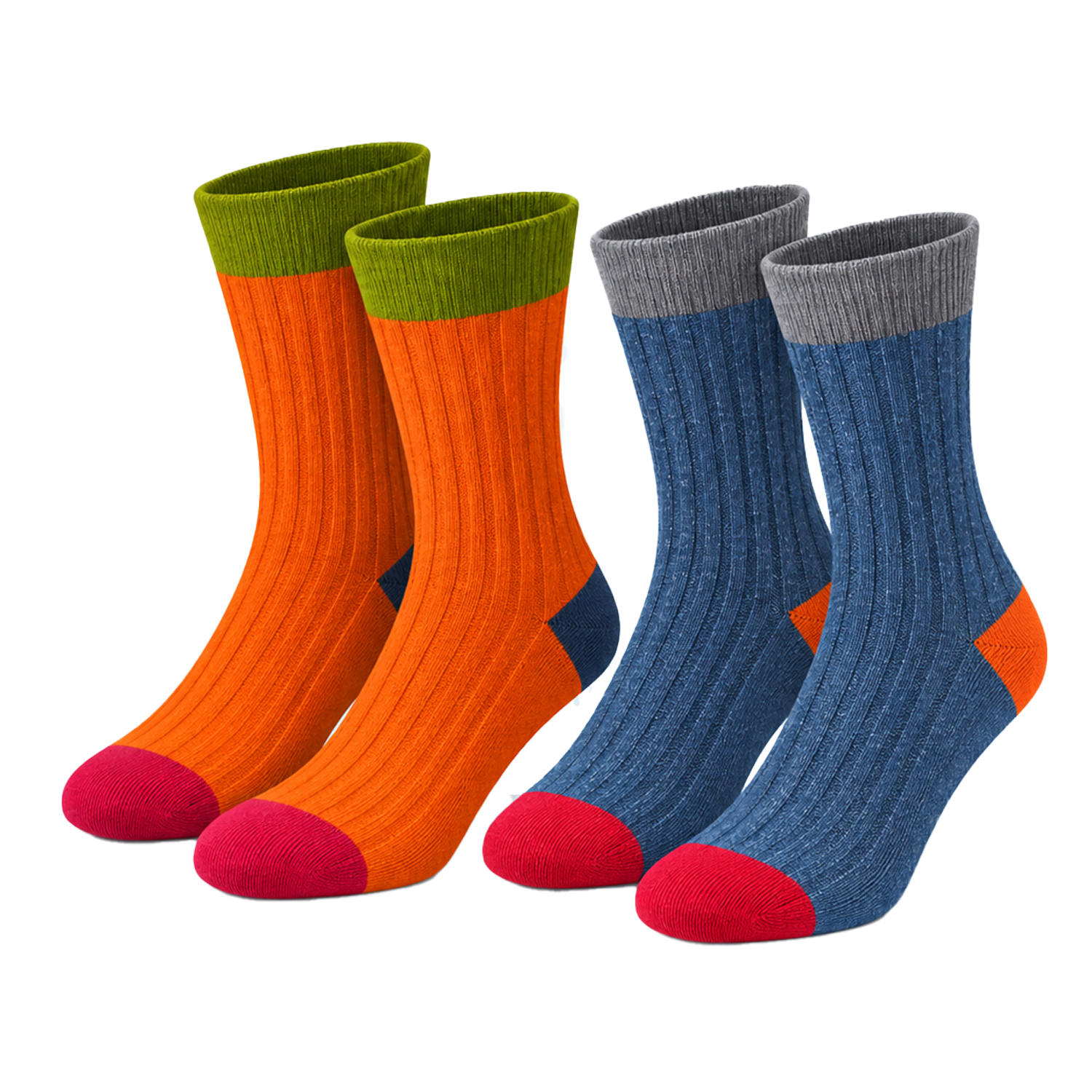 Damen und Herren Socken Colorful Wooly 2er Pack