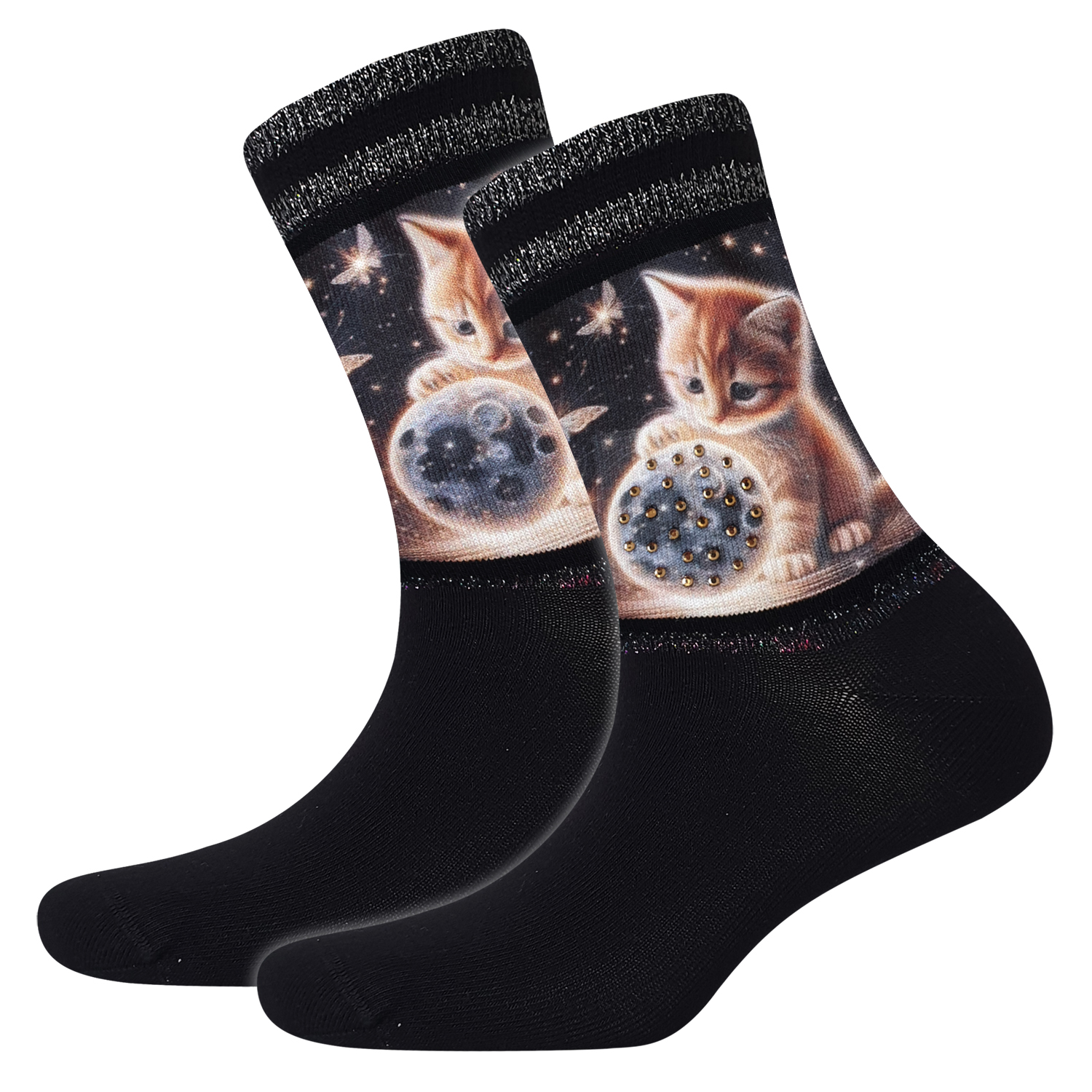Damen Socken Strass Kitties Galaxy COOL7