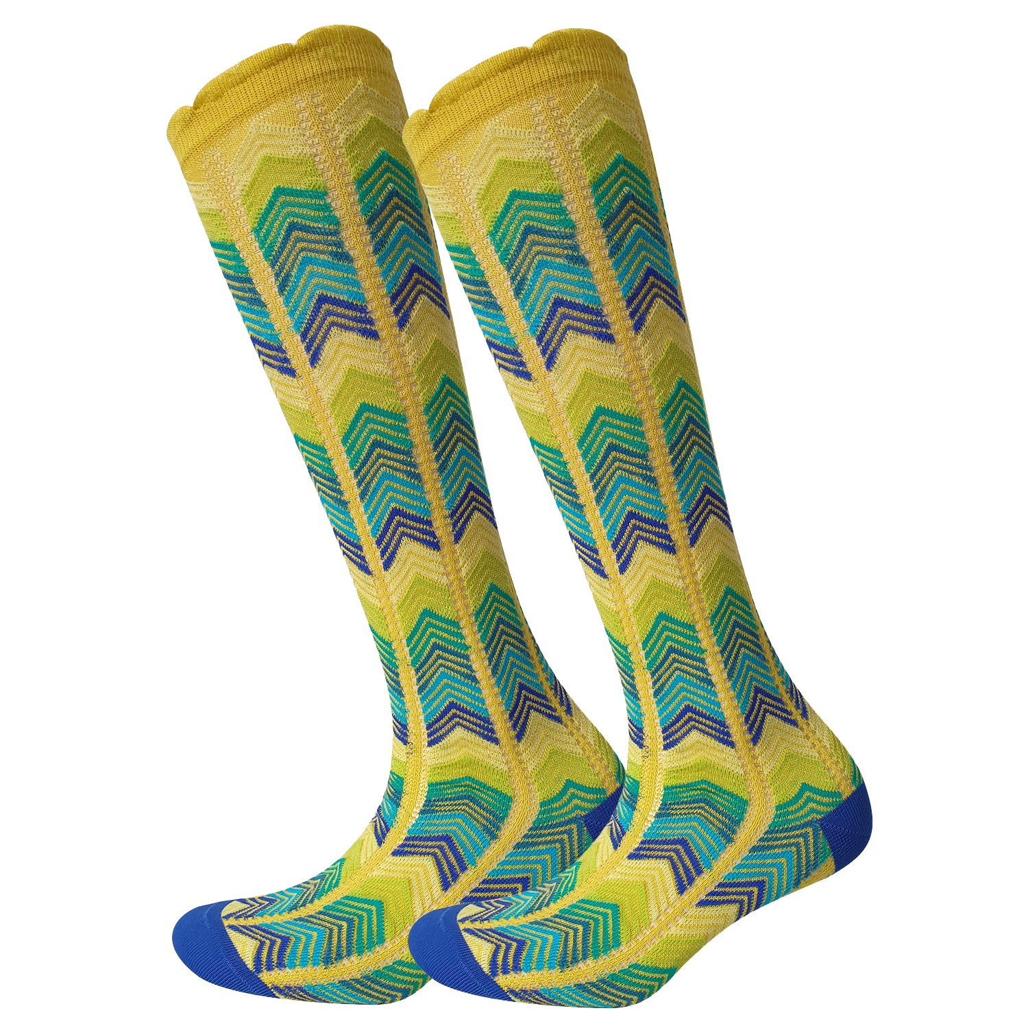 Damen Kniestrumpf Zig Zag