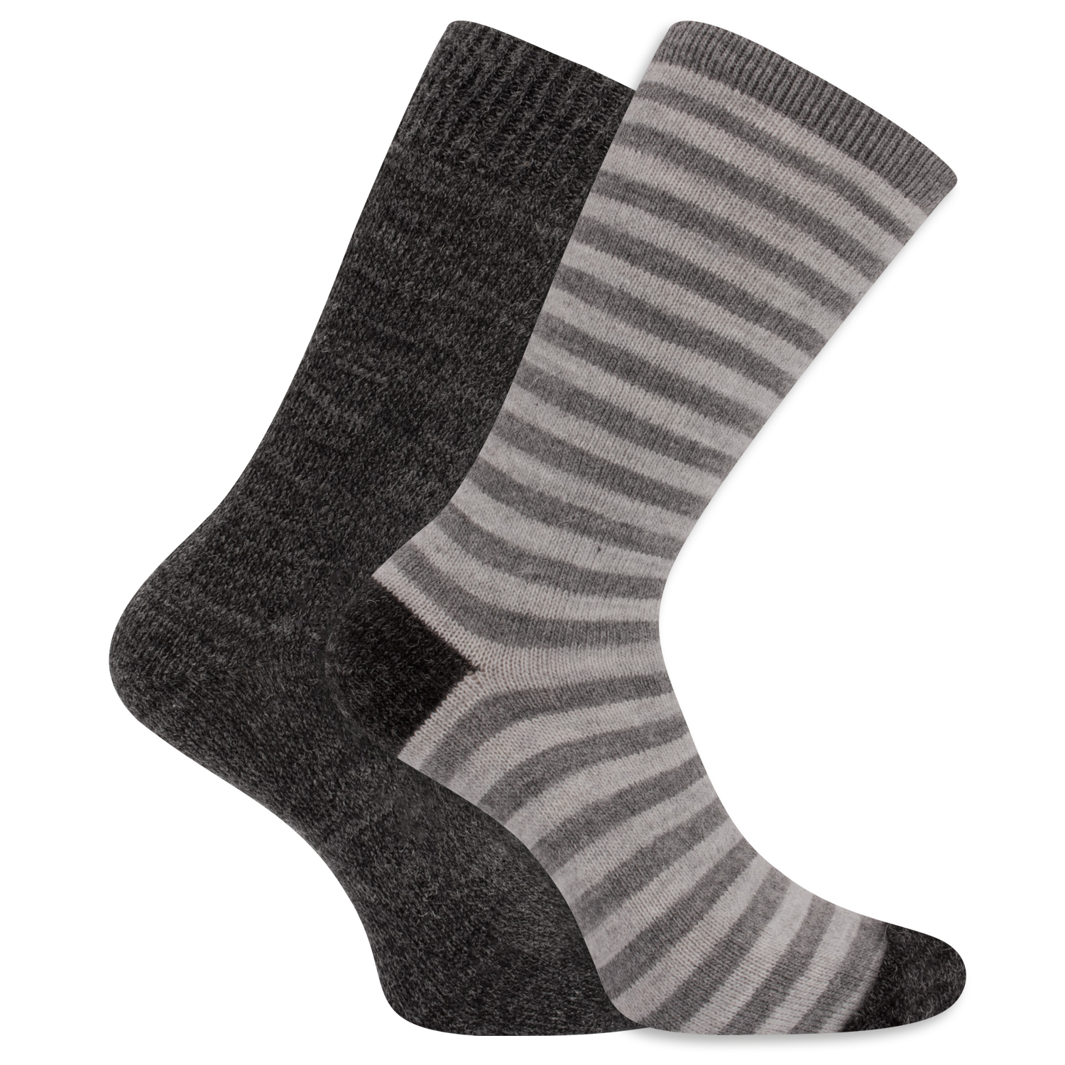 Unisexsocken mit Alpaka Wolle - Ringel + Uni 2er Pack Jeans 35 - 38