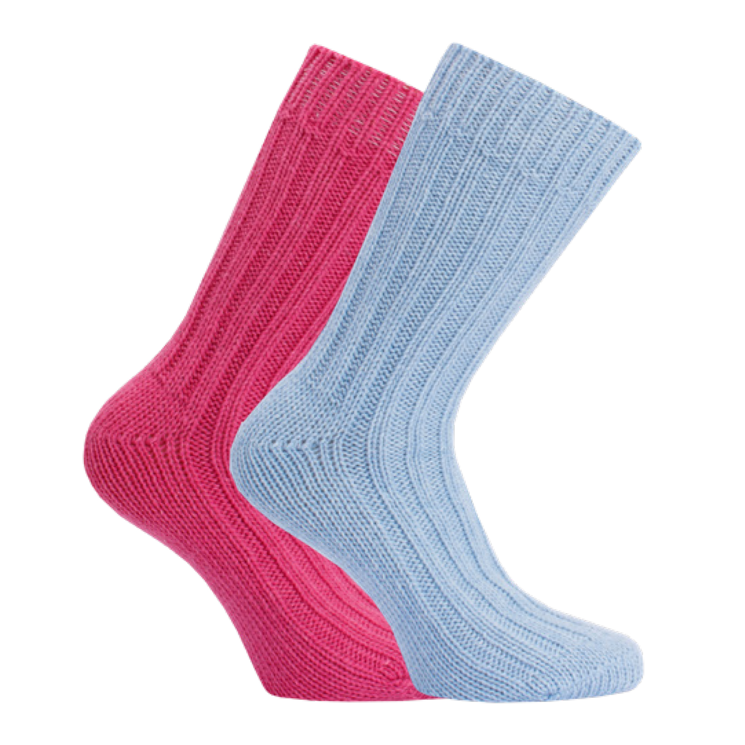 Damen Alpaka Socken Hellblau + Pink 2er Pack 39 - 42