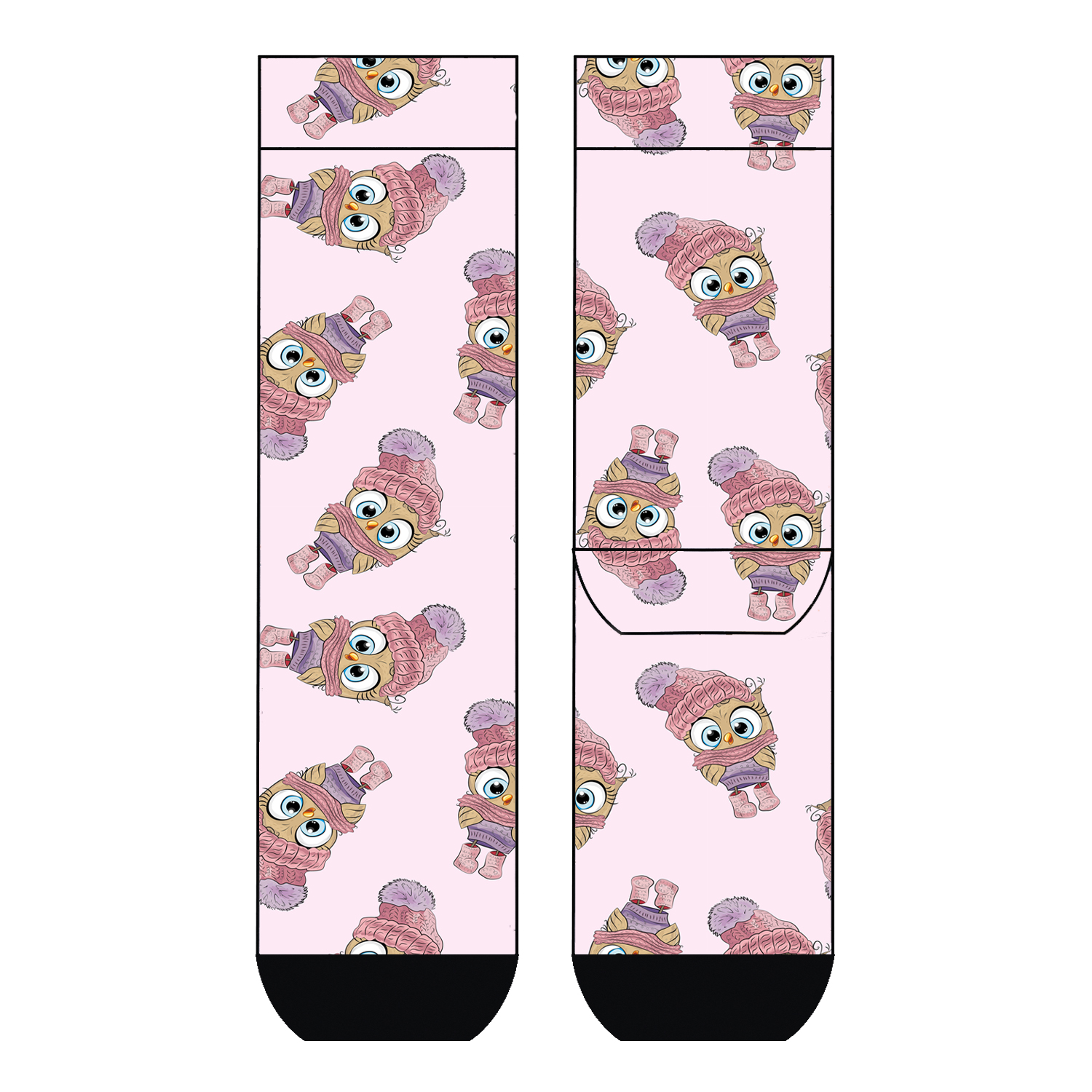 Damen Thermosocken Cute Winter Owls COOL7 rund bedruckt