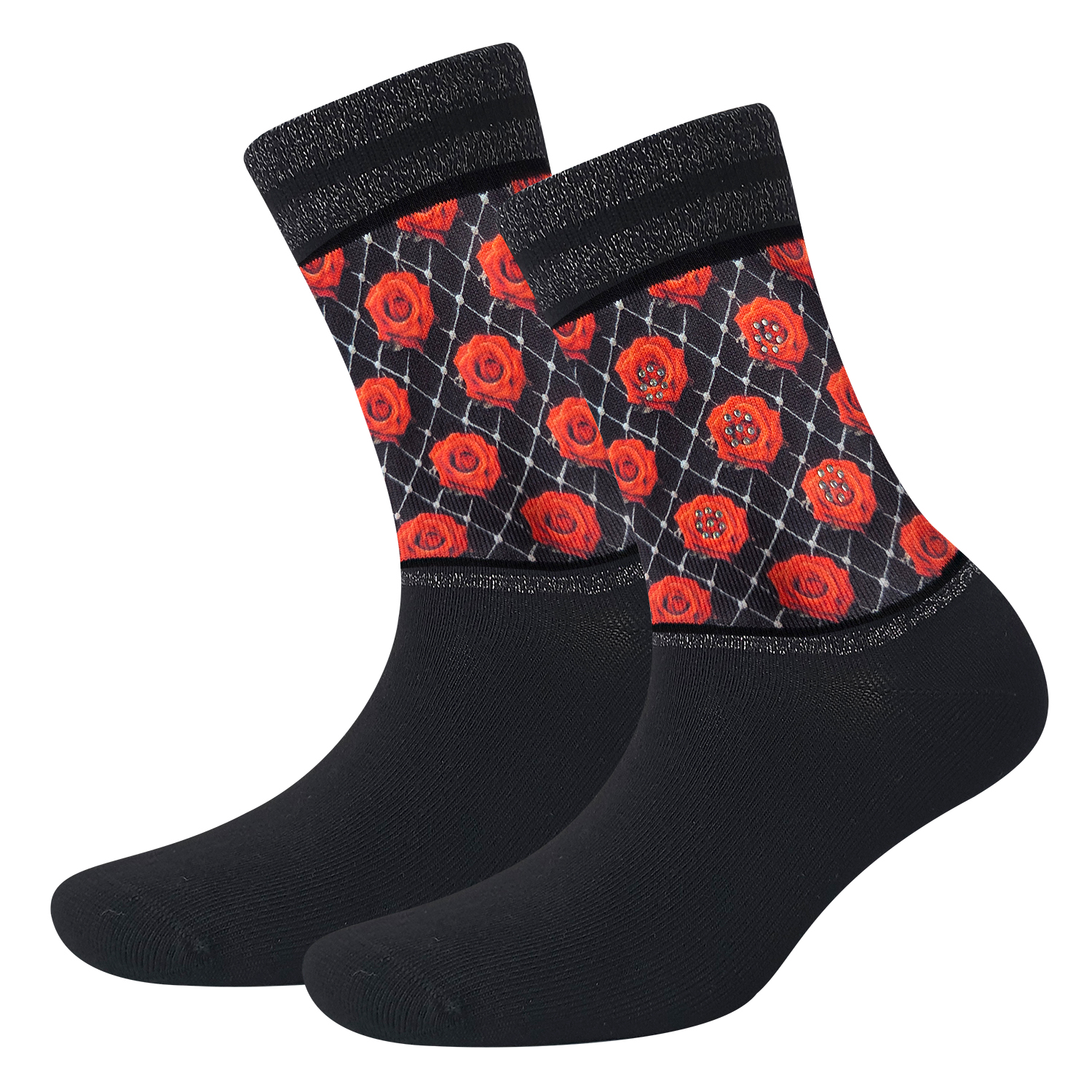 Damen Socken Strass Red Roses COOL7