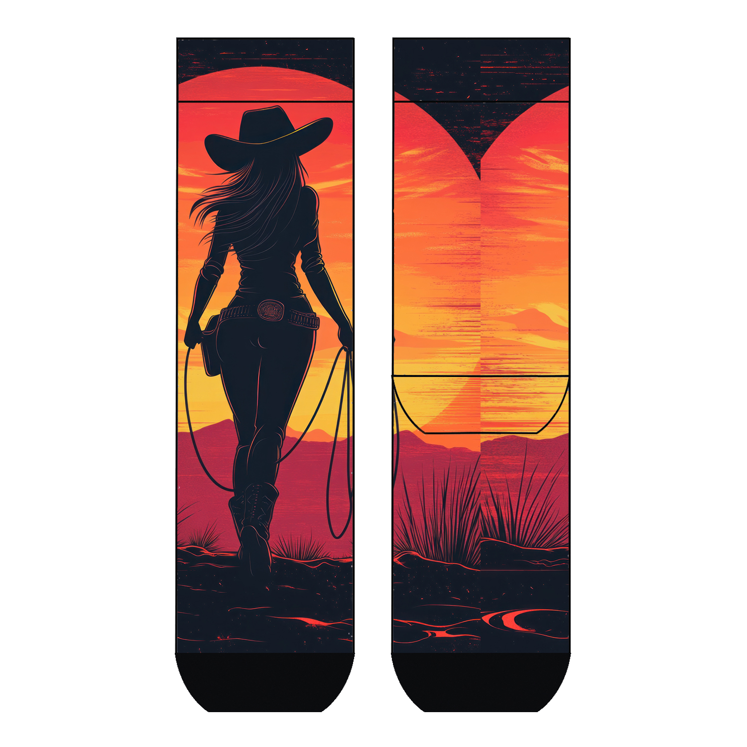 Damen Socken Cowgirl at sunset COOL7 rund bedruckt