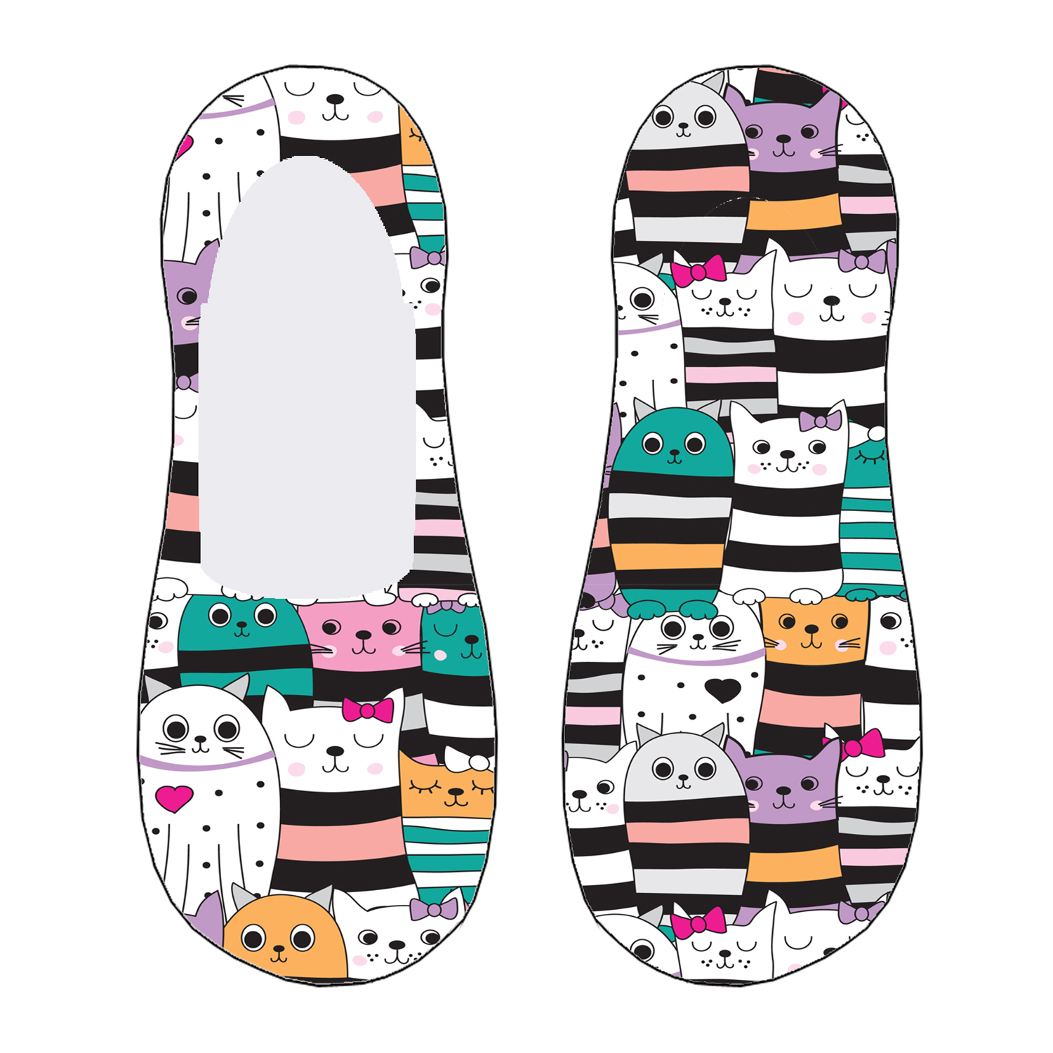 Damen Invisible Sneaker Footie Cats Club COOL7