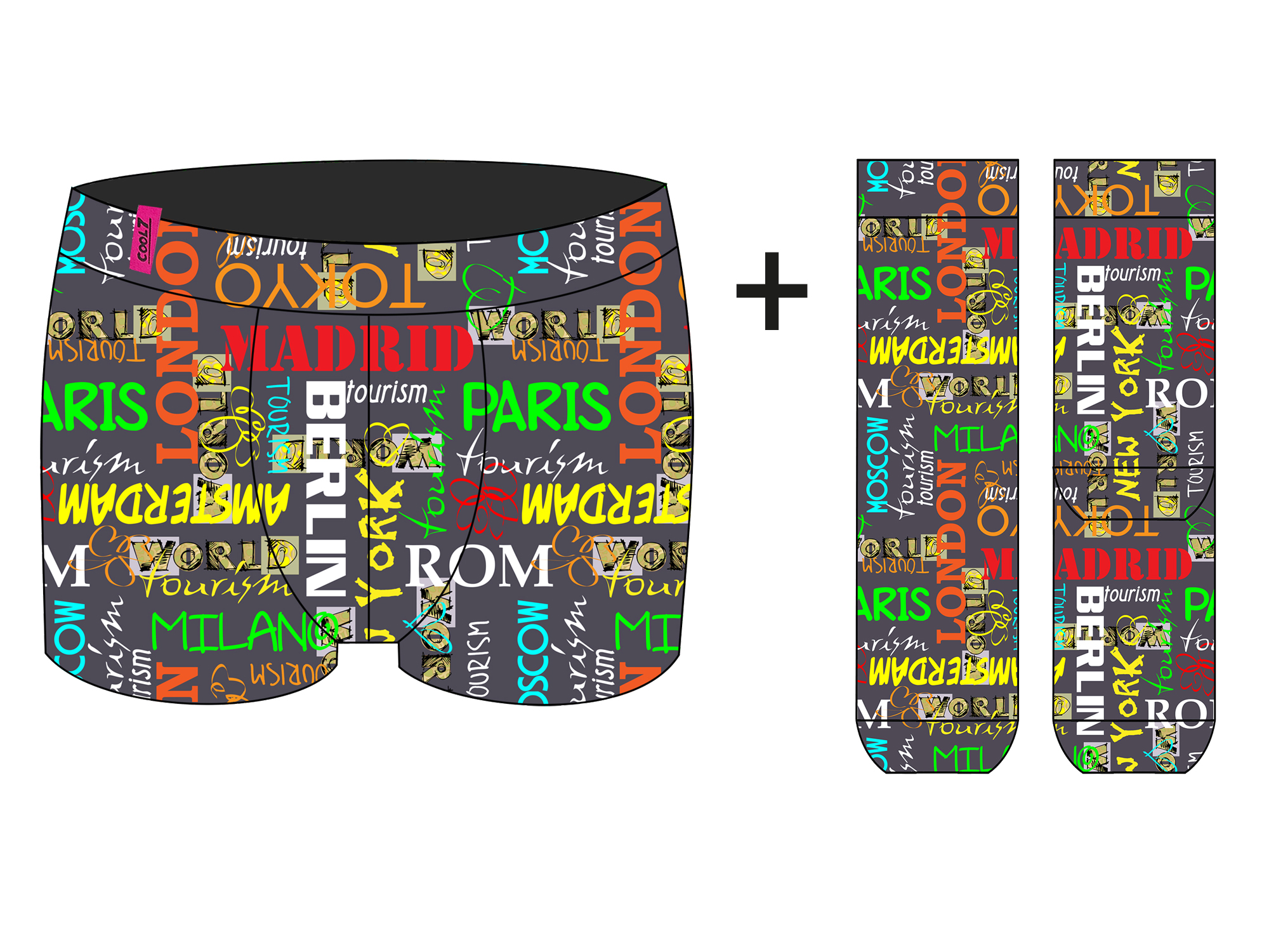 Herren Boxer + Socken Set City Names in Geschenkverpackung COOL7