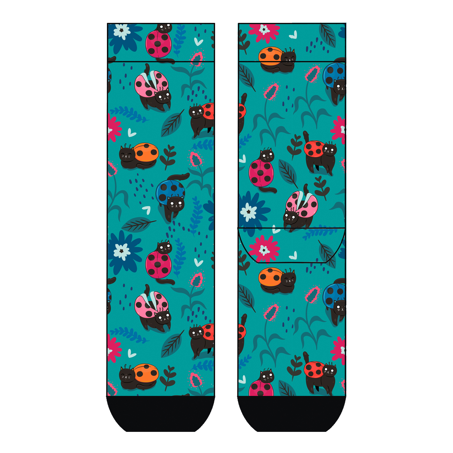 Damen Socken Cat Ladybirds COOL7 rund bedruckt