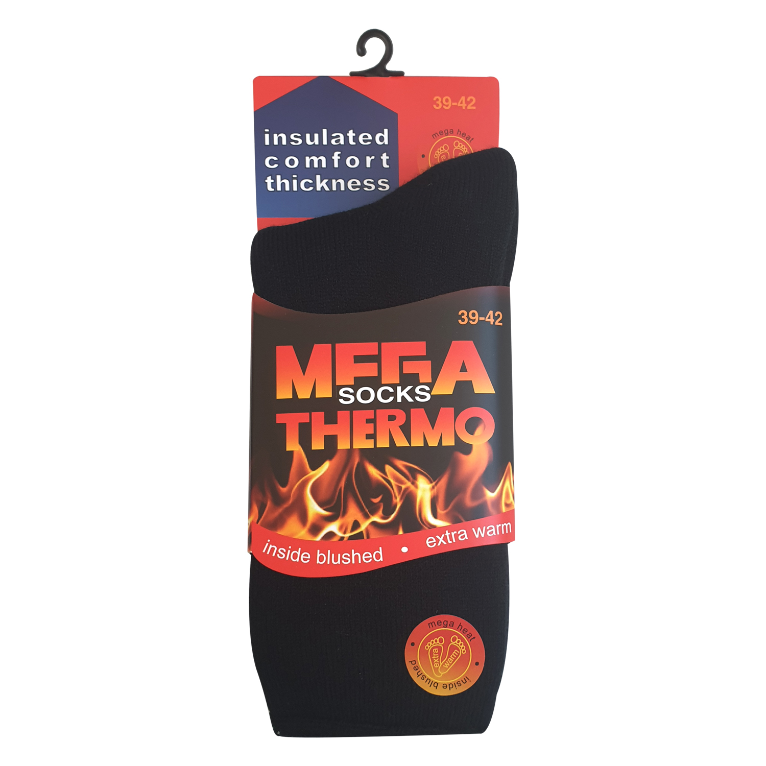 Unisex Mega Thermosocke Gebrushed Schwarz 35 - 38