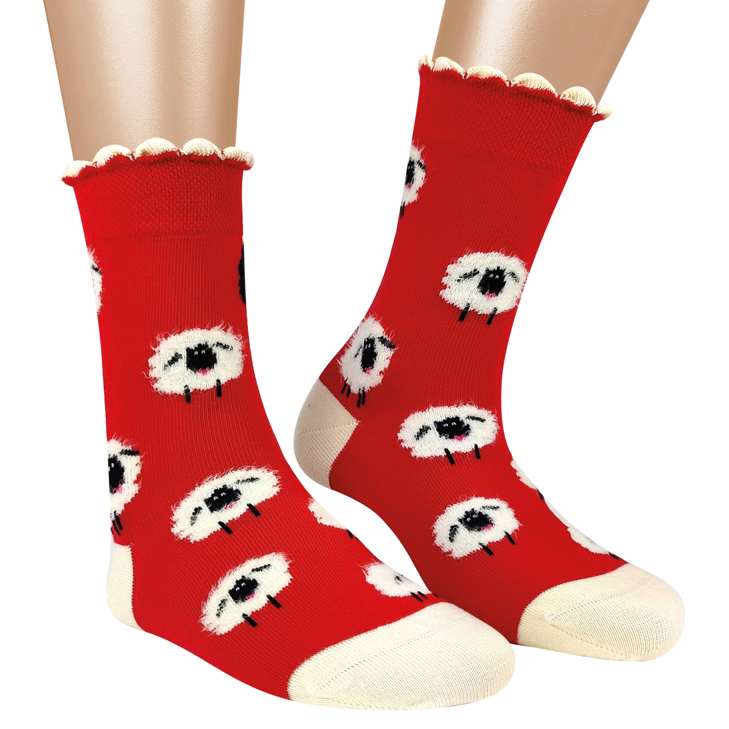 Damen Socken Fluffy Sheeps 2er Pack