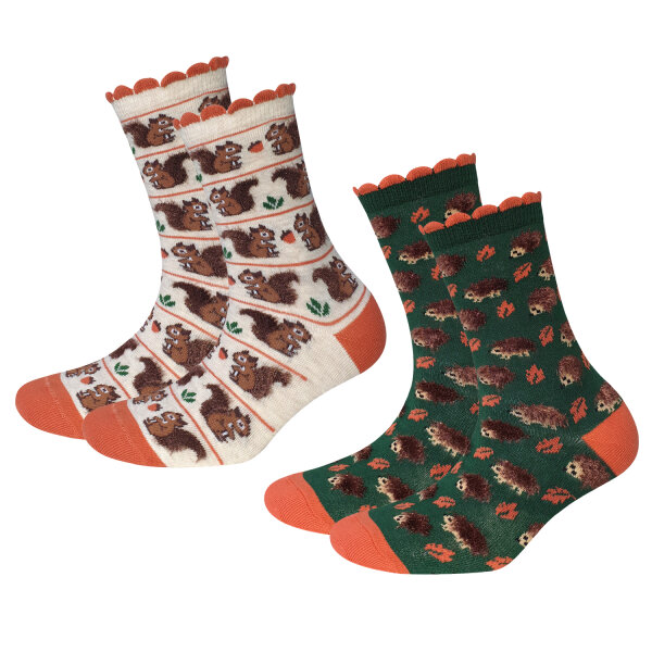 Damen Socken 2er Pack Squirrel and Hedgehog