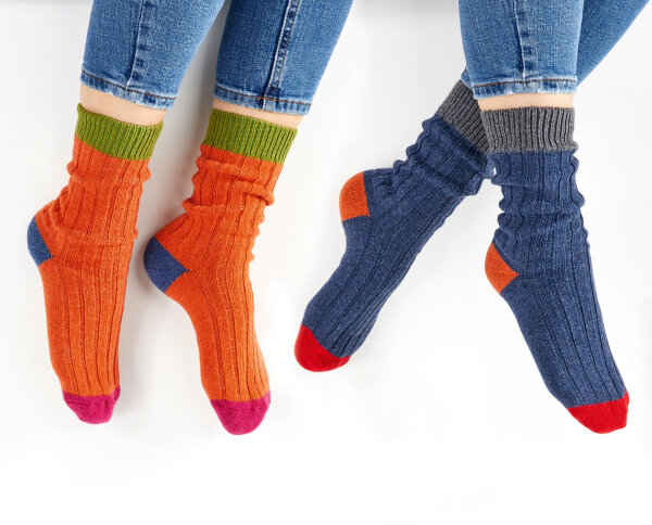 Damen und Herren Socken Colorful Wooly 2er Pack