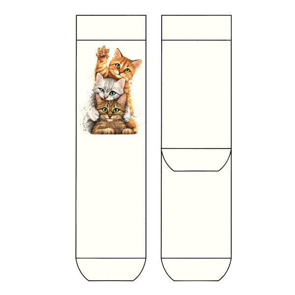 Damen Thermo Socken Cats Wall COOL7 rund bedruckt