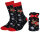 Damen Socken Reindeer Xmas Bag Schwarz-Rot One Size