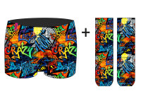 Herren Boxer + Socken Set Bright Graffiti in Geschenkverpackung COOL7