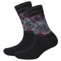 Damen Socken Strass Black Lace with Flowers COOL7