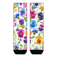Damen Socken Pansy Flowers COOL7 rund bedruckt