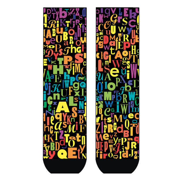 Herren Socken Colorful Letters COOL7 rund bedruckt