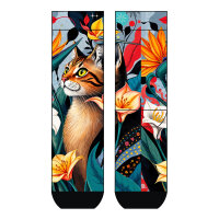 Damen Socken Tropical Cat COOL7 rund bedruckt