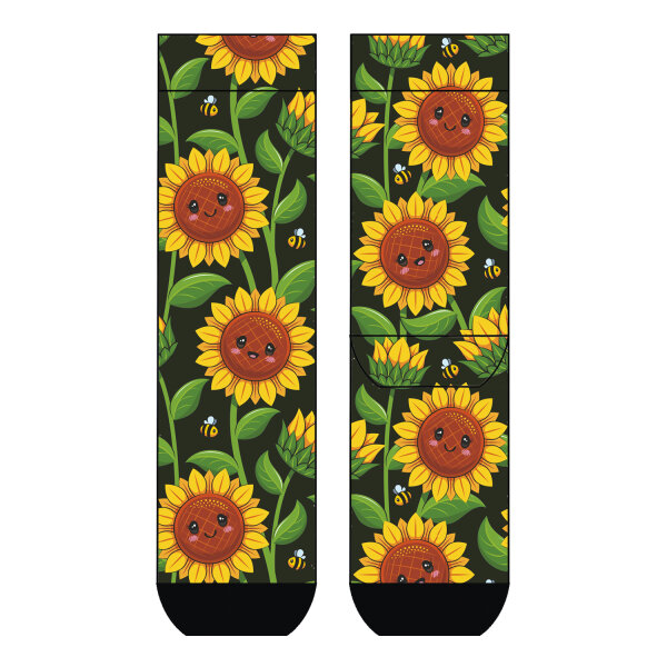 Damen Socken Cute Sunflowers COOL7 rund bedruckt