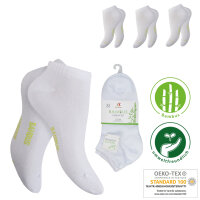 Damen Sneaker Bambus mit Komfortbund 3er Pack weiß