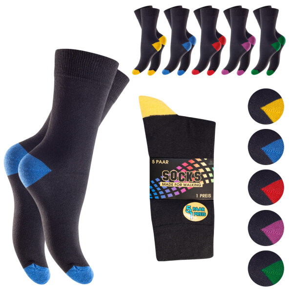 Unisex Socken Footstar - farbige Ferse und Spitze 5er Pack