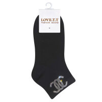 Damen Fashion Socks Kurzschaft Strass Motiv1 36-41